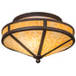 Meyda Lighting Mission 16" 2-Light Cafe Noir Prime Flush Mount Light With Beige Art Shade Glass