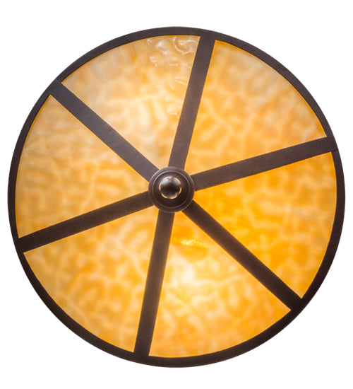 Meyda Lighting Mission 16" 2-Light Cafe Noir Prime Flush Mount Light With Beige Art Shade Glass