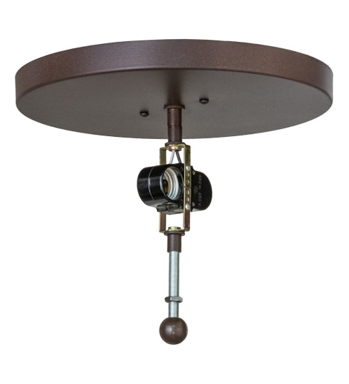 Meyda Lighting Mission 16" 2-Light Cafe Noir Prime Flush Mount Light With Beige Art Shade Glass