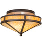 Meyda Lighting Mission 16" 2-Light Cafe Noir Prime Flush Mount Light With Beige Art Shade Glass