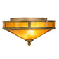 Meyda Lighting Mission 16" 2-Light Transparent Brass Prime Flush Mount Light With Amber Mica Shade Glass