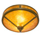 Meyda Lighting Mission 16" 2-Light Transparent Brass Prime Flush Mount Light With Amber Mica Shade Glass