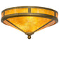 Meyda Lighting Mission 16" 2-Light Transparent Brass Prime Flush Mount Light With Amber Mica Shade Glass