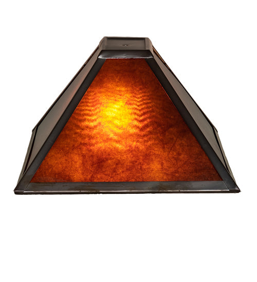 Meyda Lighting Mission 16" Mahogany Bronze Frame With Amber Mica Island Shade Glass