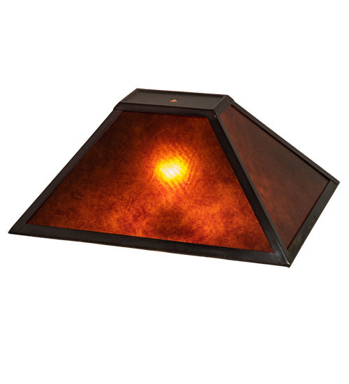 Meyda Lighting Mission 16" Mahogany Bronze Frame With Amber Mica Island Shade Glass