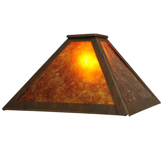 Meyda Lighting Mission 16"W x 7"H Prime Classic Rust Frame and Amber Mica Shade Glass
