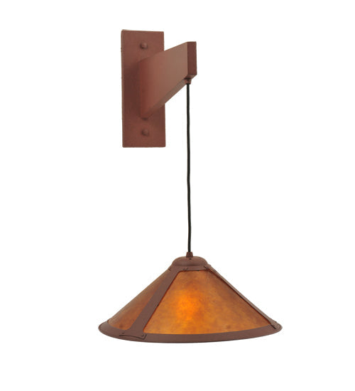 Meyda Lighting Mission 17" Rust Cantilever Wall Sconce With Amber Mica Shade Glass