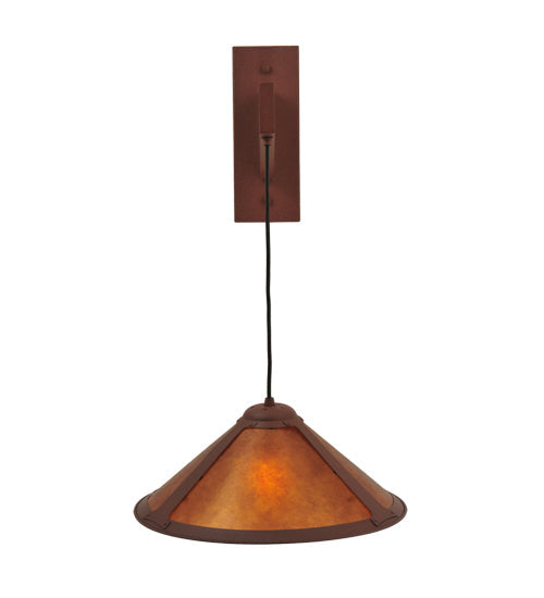 Meyda Lighting Mission 17" Rust Cantilever Wall Sconce With Amber Mica Shade Glass