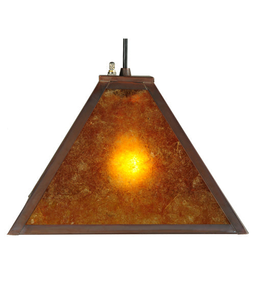 Meyda Lighting Mission 17" Vintage Copper Prime Pendant Light With Amber Mica Shade Glass