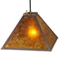 Meyda Lighting Mission 17" Vintage Copper Prime Pendant Light With Amber Mica Shade Glass
