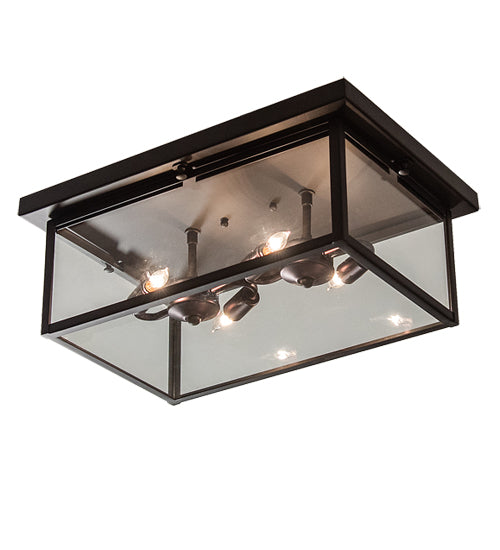 Meyda Lighting Mission 18" 4-Light Oil Rubbed Bronze Prime Flush Mount Light With Clear Shade Glass
