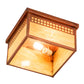 Meyda Lighting Mission 19" 2-Light Vintage Copper Tile Flush Mount Light With Beige Iridescent Shade Glass