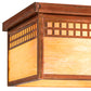 Meyda Lighting Mission 19" 2-Light Vintage Copper Tile Flush Mount Light With Beige Iridescent Shade Glass