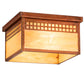 Meyda Lighting Mission 19" 2-Light Vintage Copper Tile Flush Mount Light With Beige Iridescent Shade Glass