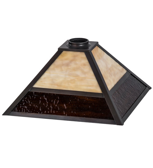 Meyda Lighting Mission 19" Craftsman Brown Prime Frame With Beige & Brown Shade Glass