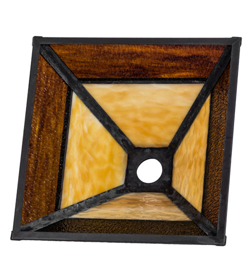 Meyda Lighting Mission 19" Craftsman Brown Prime Frame With Beige & Brown Shade Glass