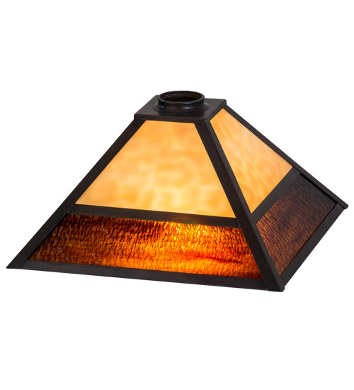 Meyda Lighting Mission 19" Craftsman Brown Prime Frame With Beige & Brown Shade Glass