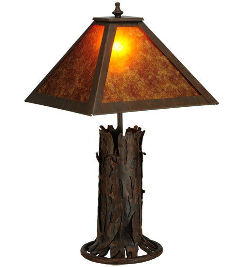 Meyda Lighting Mission 20" Classic Rust Accent Table Lamp With Amber Mica Shade Glass