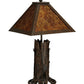 Meyda Lighting Mission 20" Classic Rust Accent Table Lamp With Amber Mica Shade Glass