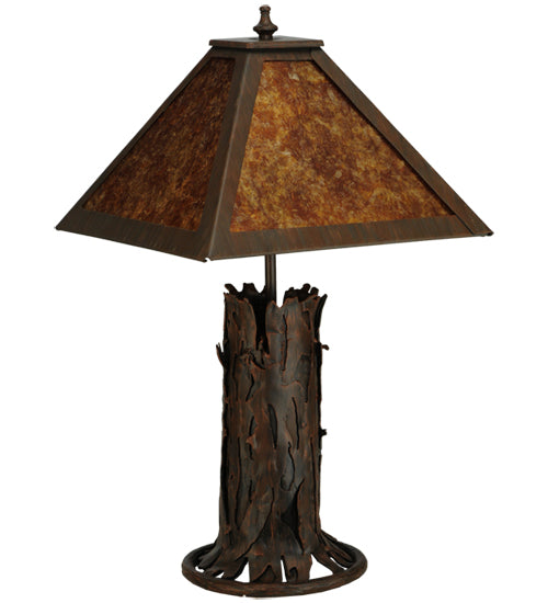 Meyda Lighting Mission 20" Classic Rust Accent Table Lamp With Amber Mica Shade Glass