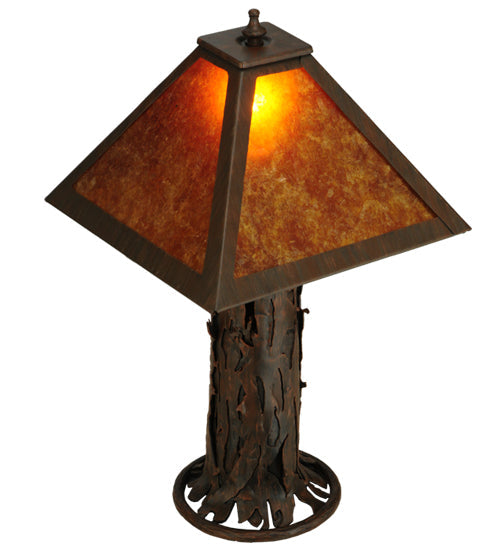 Meyda Lighting Mission 20" Classic Rust Accent Table Lamp With Amber Mica Shade Glass