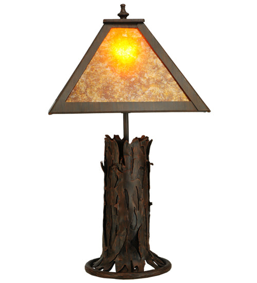 Meyda Lighting Mission 20" Classic Rust Accent Table Lamp With Amber Mica Shade Glass