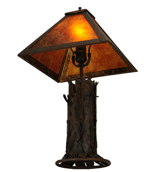 Meyda Lighting Mission 20" Classic Rust Accent Table Lamp With Amber Mica Shade Glass