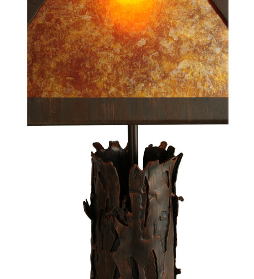 Meyda Lighting Mission 20" Classic Rust Accent Table Lamp With Amber Mica Shade Glass