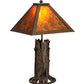 Meyda Lighting Mission 20" Classic Rust Accent Table Lamp With Amber Mica Shade Glass