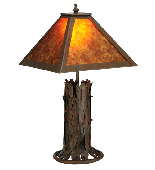 Meyda Lighting Mission 20" Classic Rust Accent Table Lamp With Amber Mica Shade Glass