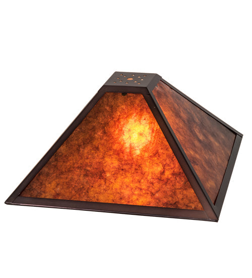 Meyda Lighting Mission 20" Prime Mahogany Bronze Frame With Amber Mica Shade Glass