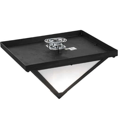 Meyda Lighting Mission 23" Costello Black Point Flush Mount Light With White Art Shade Glass