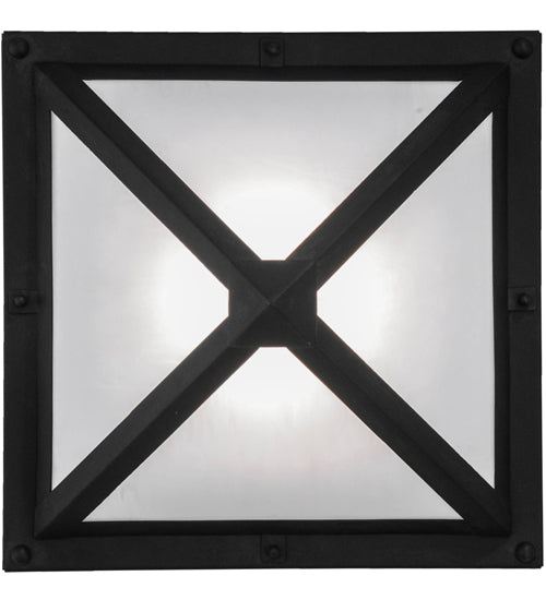 Meyda Lighting Mission 23" Costello Black Point Flush Mount Light With White Art Shade Glass