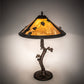 Meyda Lighting Mission 23" Craftsman Brown Vine Leaf Apple Tree Table Lamp With Yellow Shade Glass