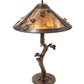 Meyda Lighting Mission 23" Craftsman Brown Vine Leaf Apple Tree Table Lamp With Yellow Shade Glass