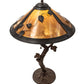Meyda Lighting Mission 23" Craftsman Brown Vine Leaf Apple Tree Table Lamp With Yellow Shade Glass