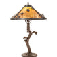 Meyda Lighting Mission 23" Craftsman Brown Vine Leaf Apple Tree Table Lamp With Yellow Shade Glass