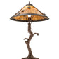 Meyda Lighting Mission 23" Craftsman Brown Vine Leaf Apple Tree Table Lamp With Yellow Shade Glass