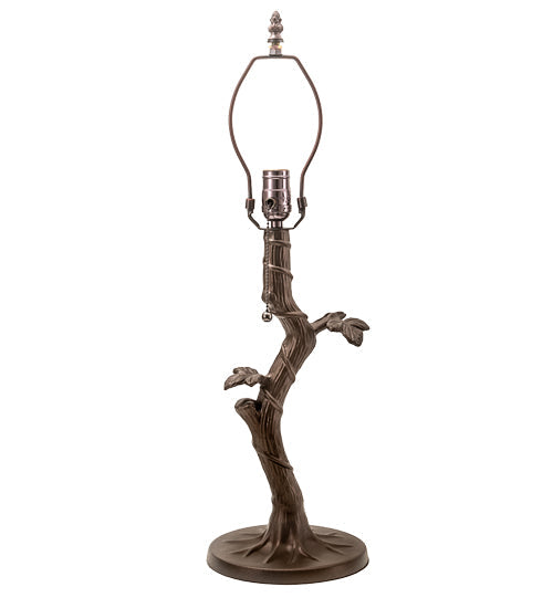 Meyda Lighting Mission 23" Craftsman Brown Vine Leaf Apple Tree Table Lamp With Yellow Shade Glass