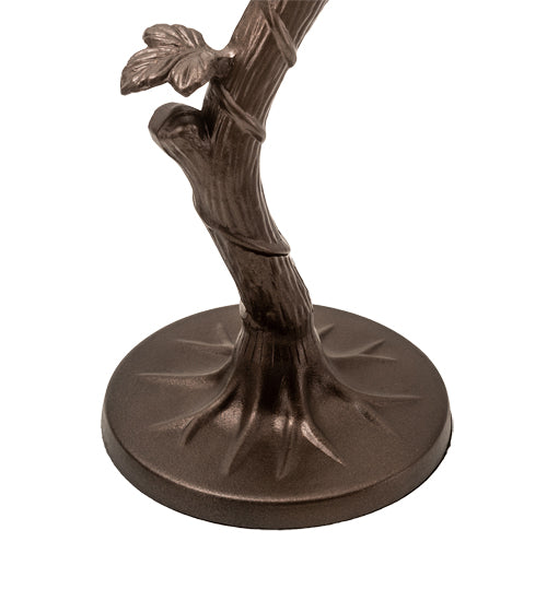 Meyda Lighting Mission 23" Craftsman Brown Vine Leaf Apple Tree Table Lamp With Yellow Shade Glass
