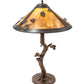 Meyda Lighting Mission 23" Craftsman Brown Vine Leaf Apple Tree Table Lamp With Yellow Shade Glass
