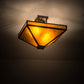 Meyda Lighting Mission 24" 2-Light Bronze Flush Mount Light With Amber Mica Shade Glass