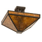 Meyda Lighting Mission 24" 2-Light Bronze Flush Mount Light With Amber Mica Shade Glass