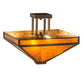 Meyda Lighting Mission 24" 2-Light Bronze Flush Mount Light With Amber Mica Shade Glass