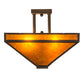 Meyda Lighting Mission 24" 2-Light Bronze Flush Mount Light With Amber Mica Shade Glass