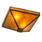 Meyda Lighting Mission 24" 2-Light Bronze Flush Mount Light With Amber Mica Shade Glass