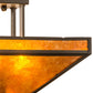 Meyda Lighting Mission 24" 2-Light Bronze Flush Mount Light With Amber Mica Shade Glass