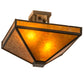 Meyda Lighting Mission 24" 2-Light Bronze Flush Mount Light With Amber Mica Shade Glass