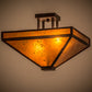 Meyda Lighting Mission 24" 2-Light Mahogany Bronze Prime Flush Mount Light With Amber Mica Shade Glass