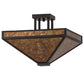 Meyda Lighting Mission 24" 2-Light Mahogany Bronze Prime Flush Mount Light With Amber Mica Shade Glass